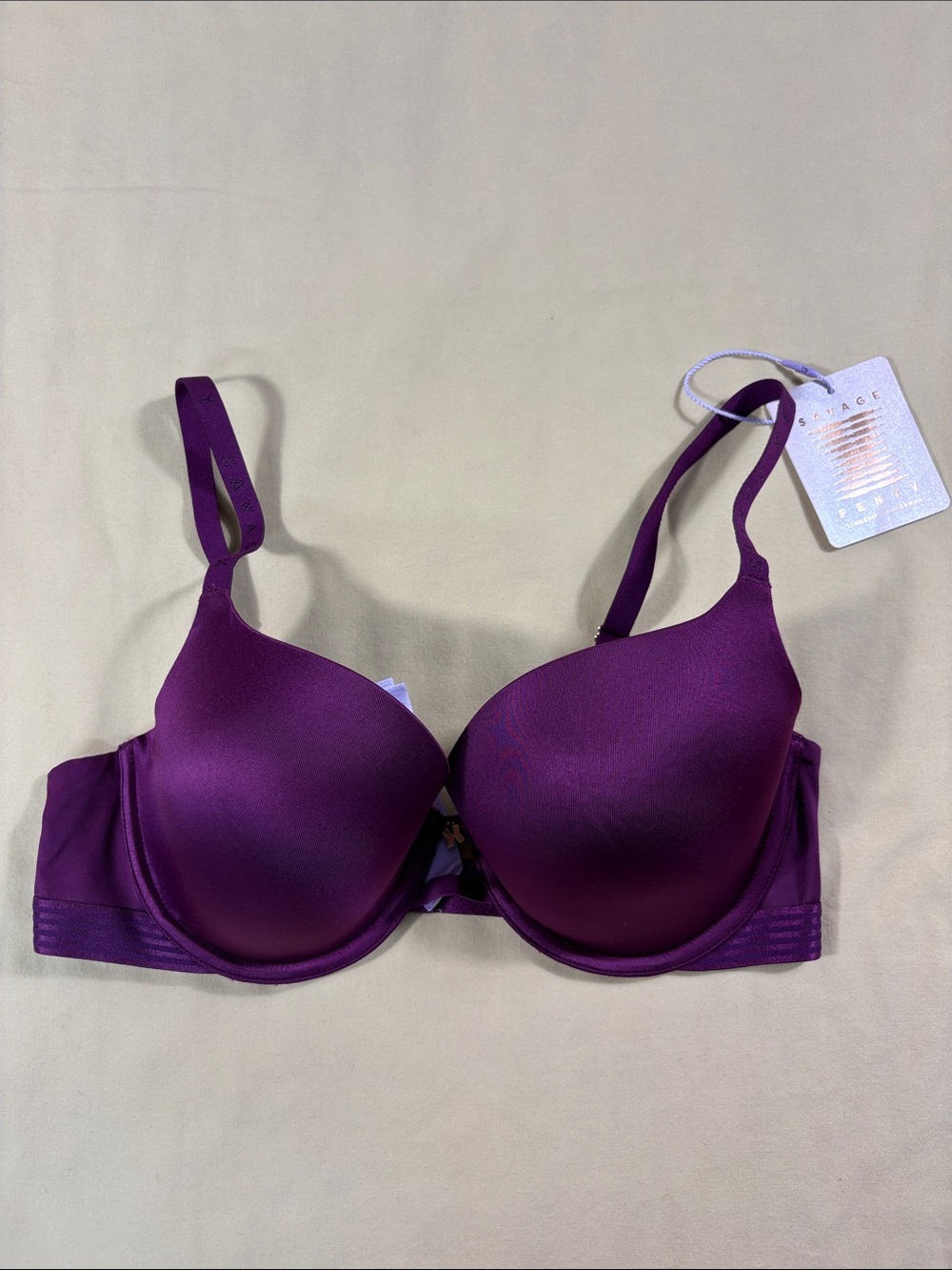 Savage X Fenty Core Microfiber T-Shirt Bra Purple 36C Underwire Molded Cup NWT